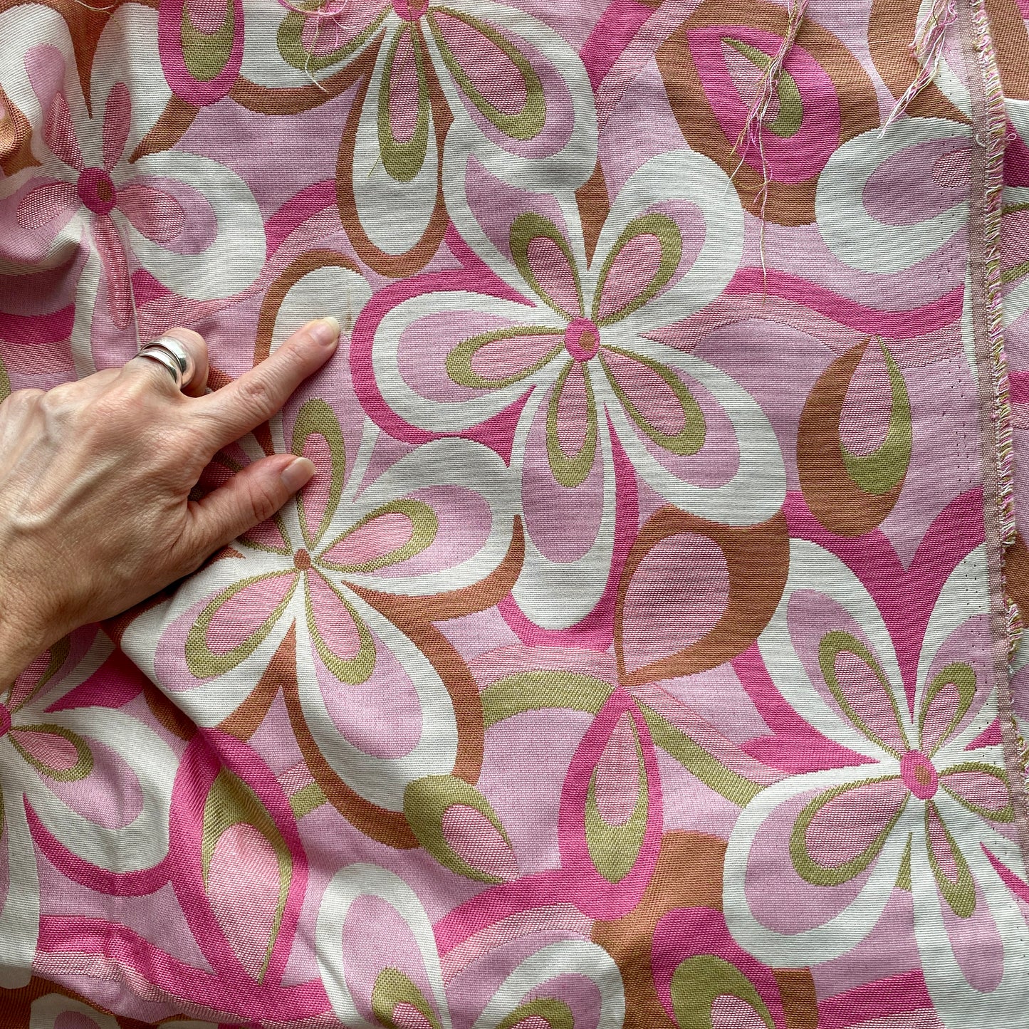 Deadstock Mod Pink Floral Jacquard Fabric