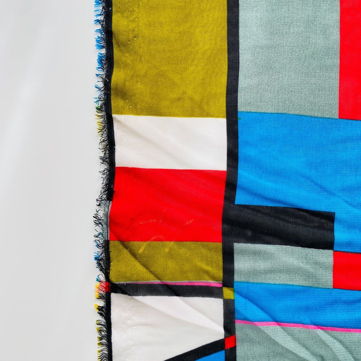 Deadstock Multi-Color Windowpane Polyester Chiffon Fabric