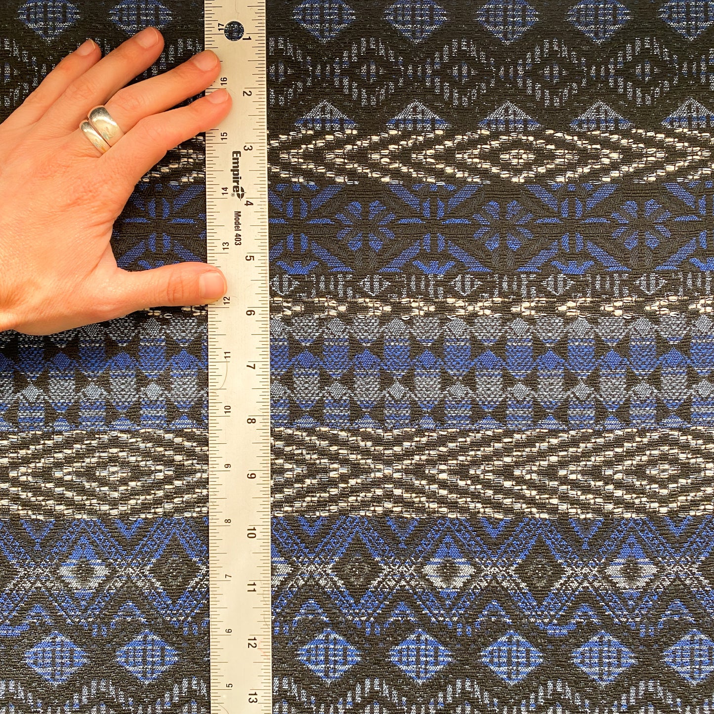 Deadstock Blue and Black Cotton Jacquard Fabric
