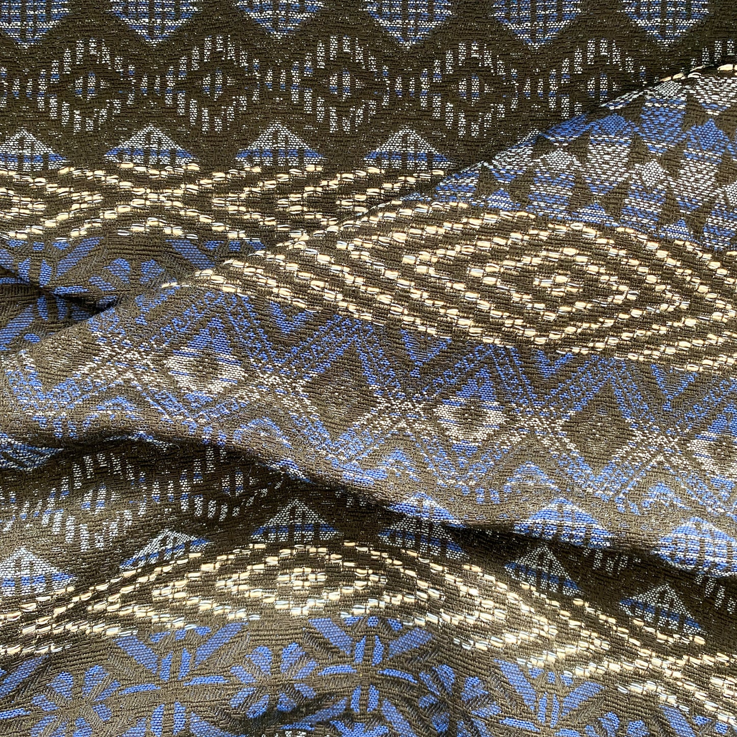 Deadstock Blue and Black Cotton Jacquard Fabric