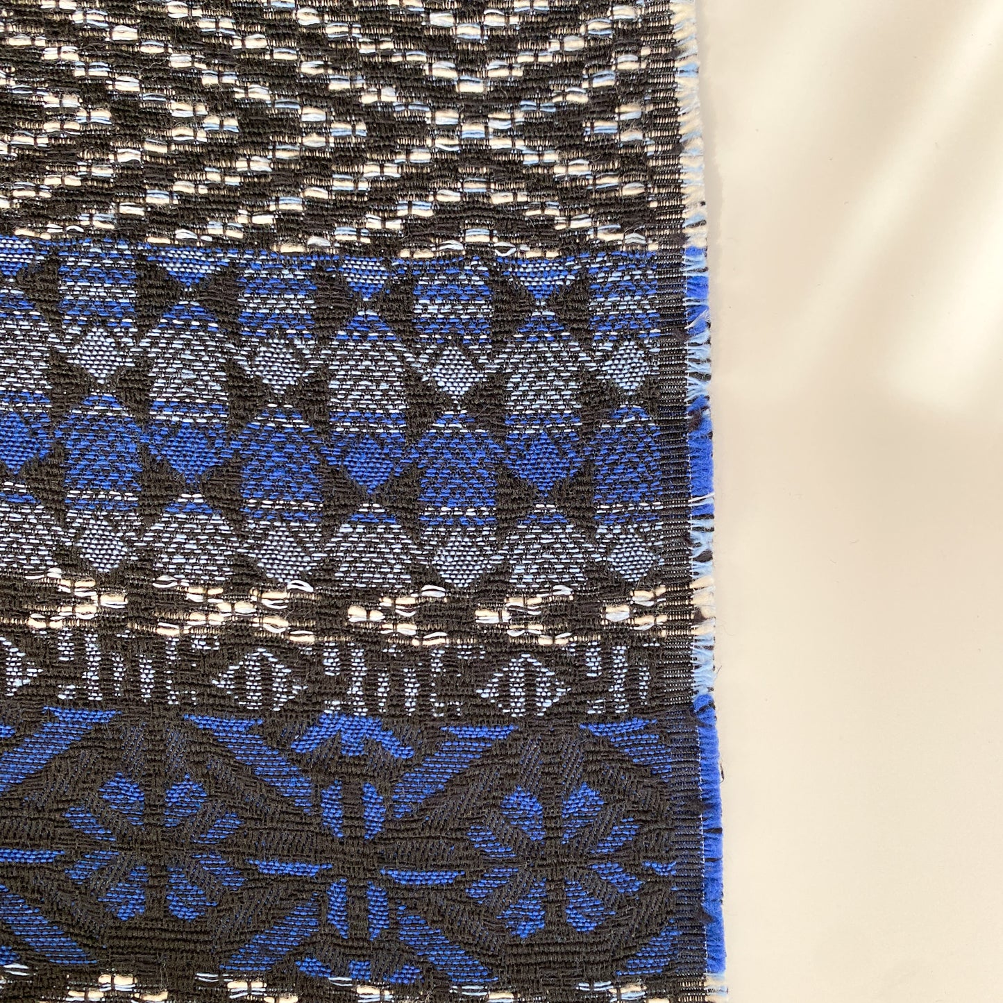 Deadstock Blue and Black Cotton Jacquard Fabric