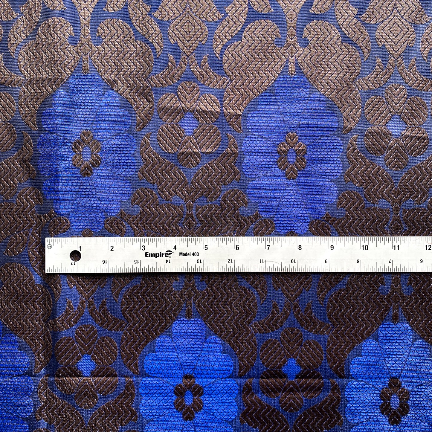 Deadstock Blue and Copper Floral Party Dress Fabric