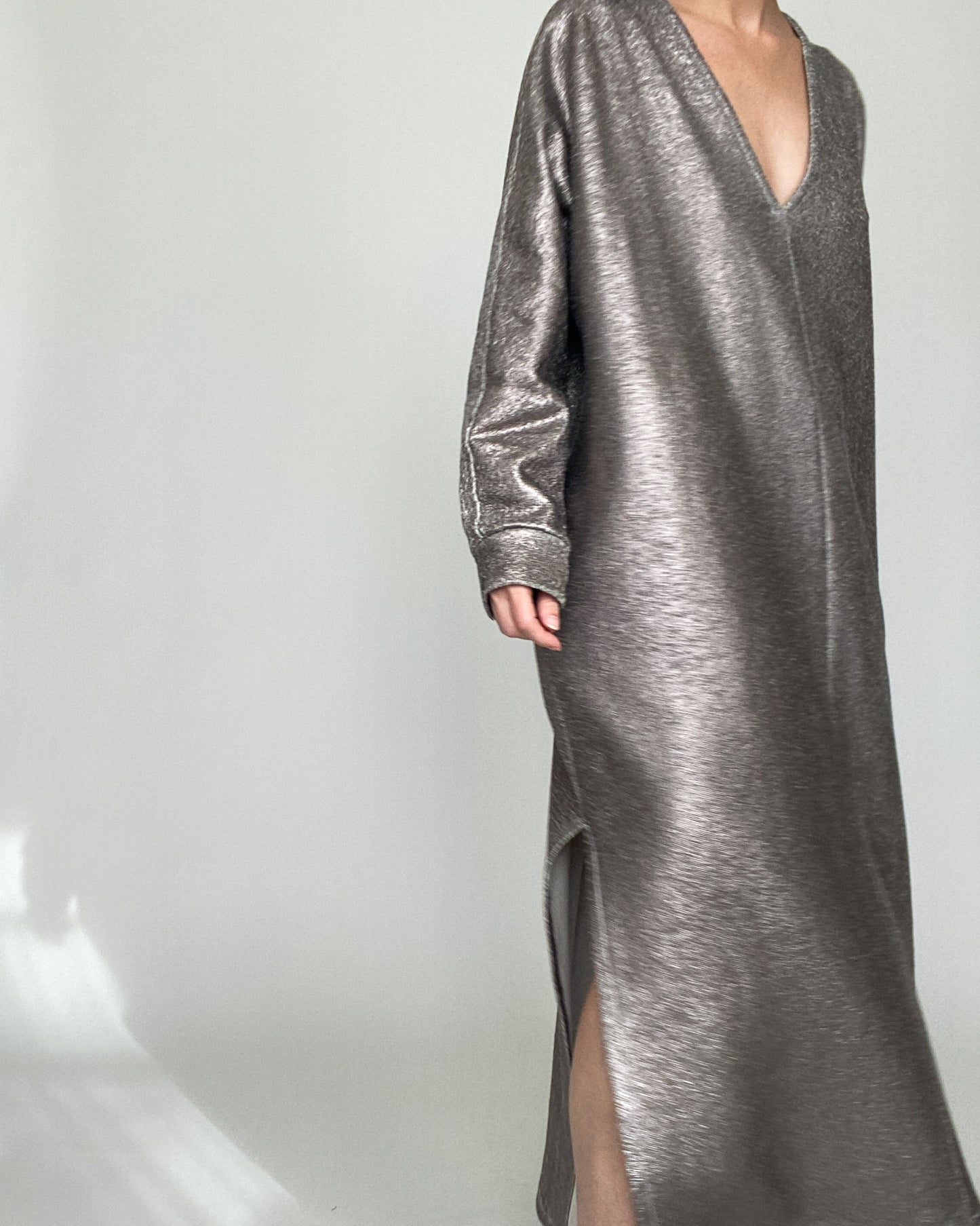 Deadstock Silver Laminated French Loop Terry