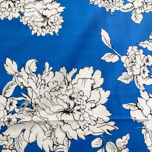 Designer Deadstock Fabric: Milly - Blue and White Floral