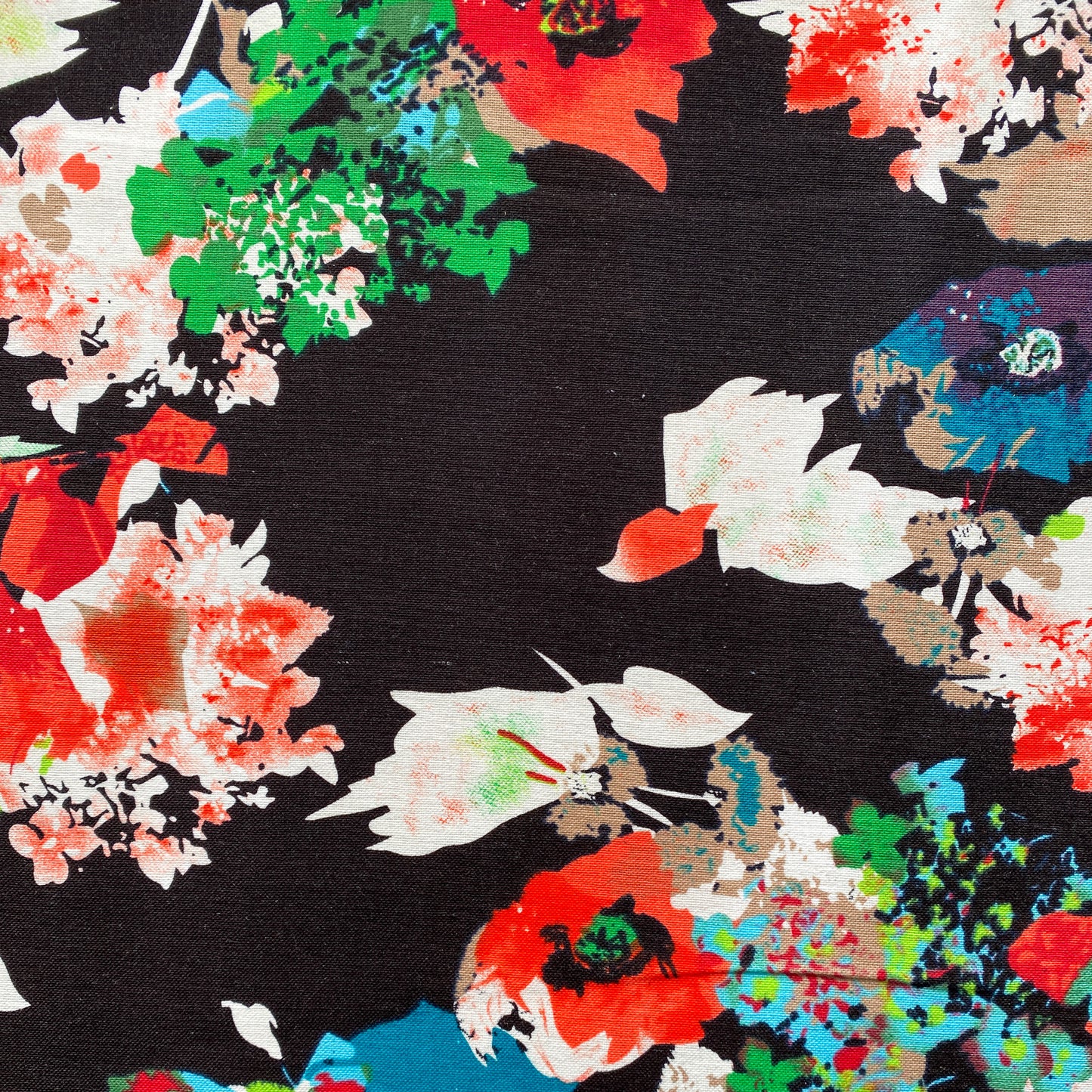Black Multi-Floral Linen Viscose Blend