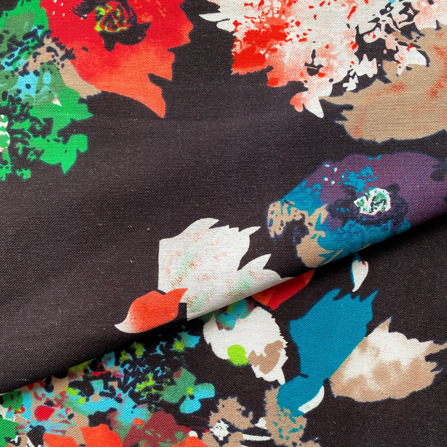 Black Multi-Floral Linen Viscose Blend