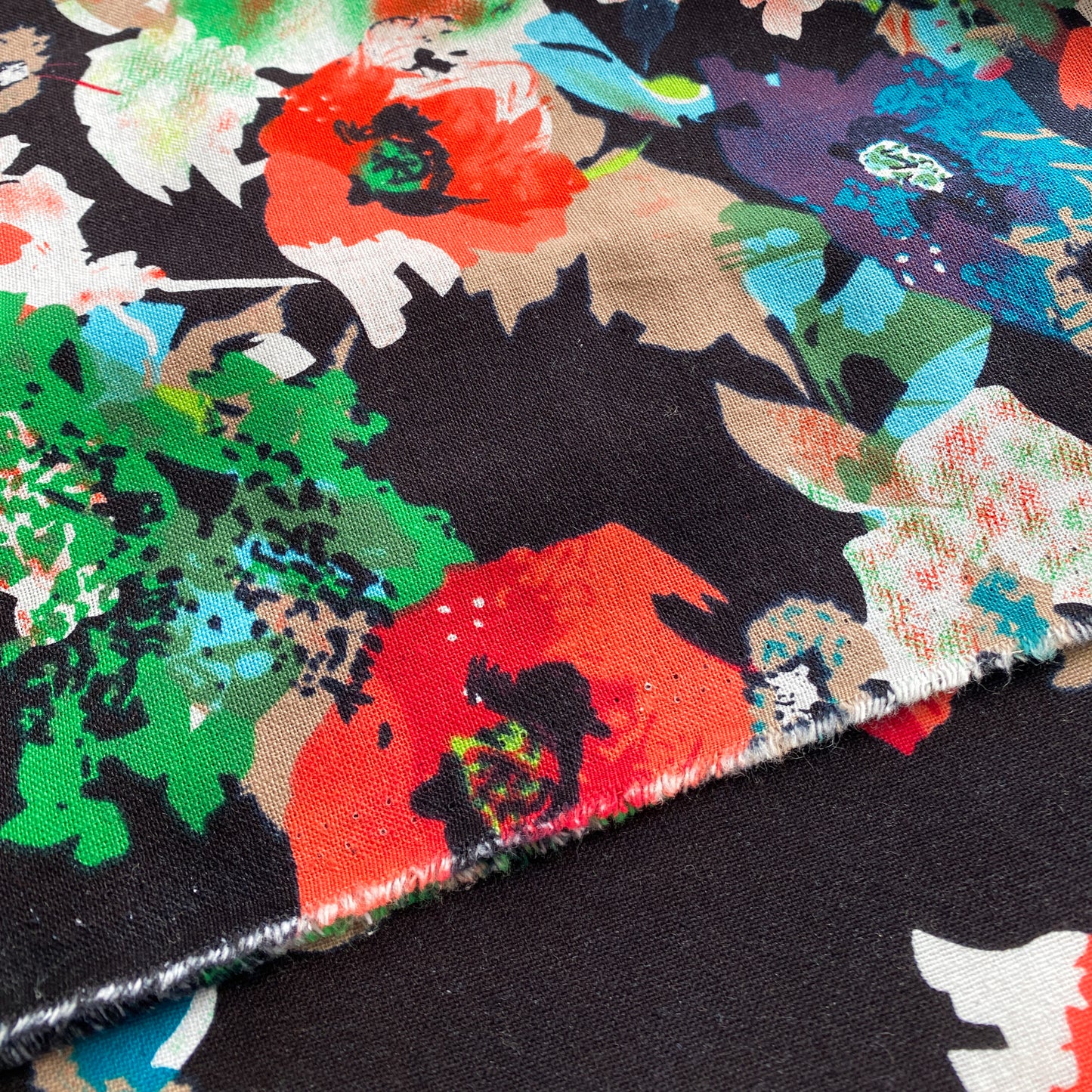 Black Multi-Floral Linen Viscose Blend