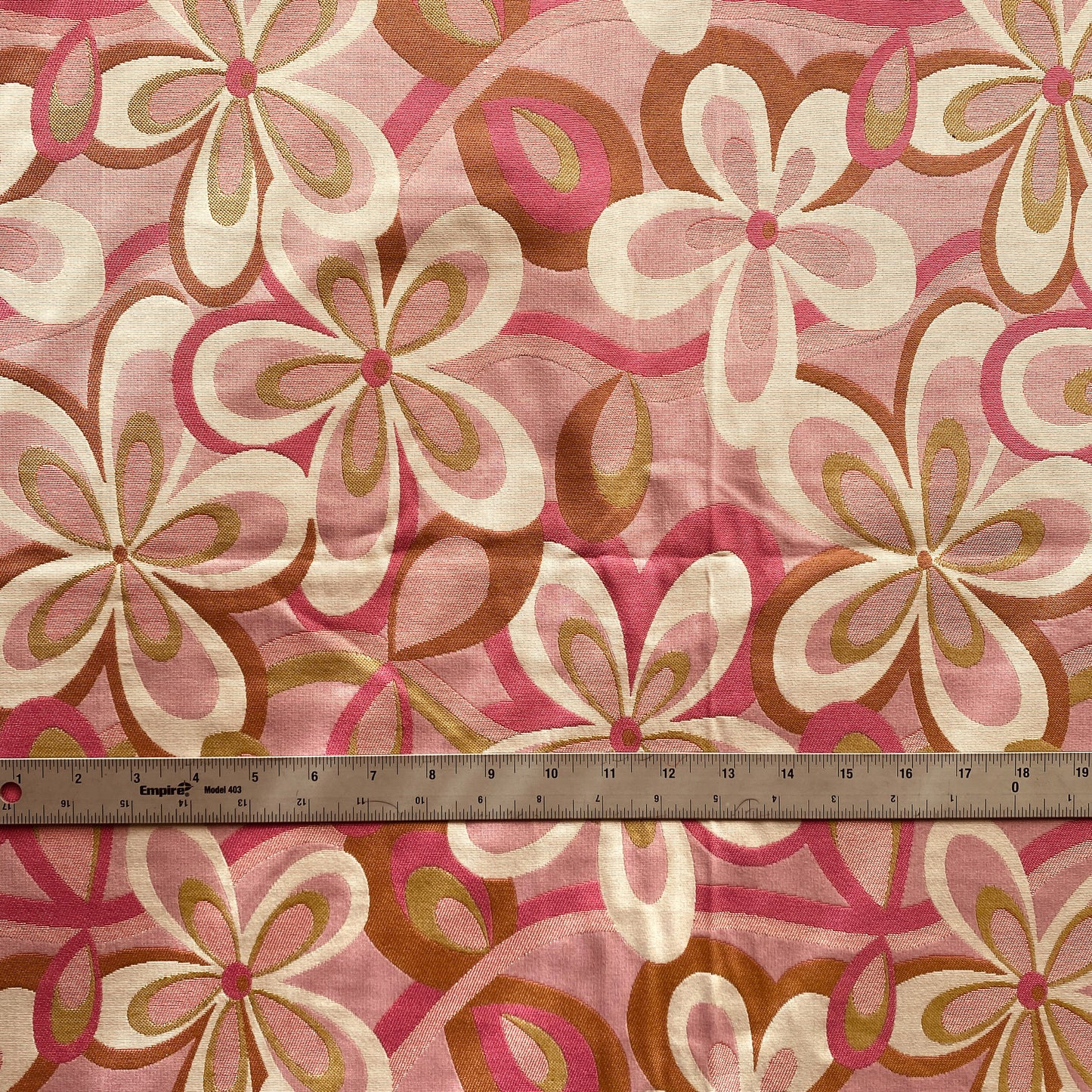 Deadstock Mod Pink Floral Jacquard Fabric