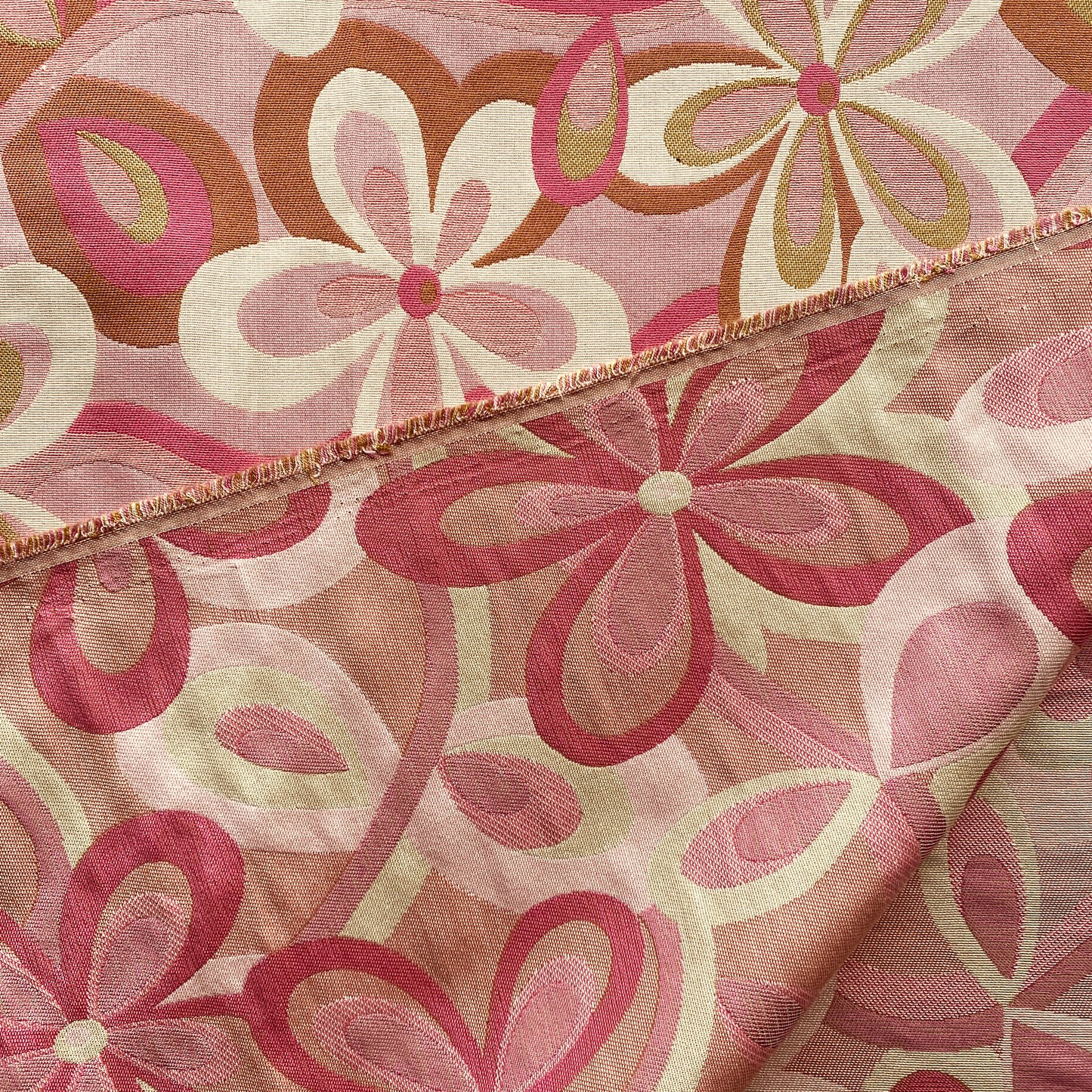 Deadstock Mod Pink Floral Jacquard Fabric