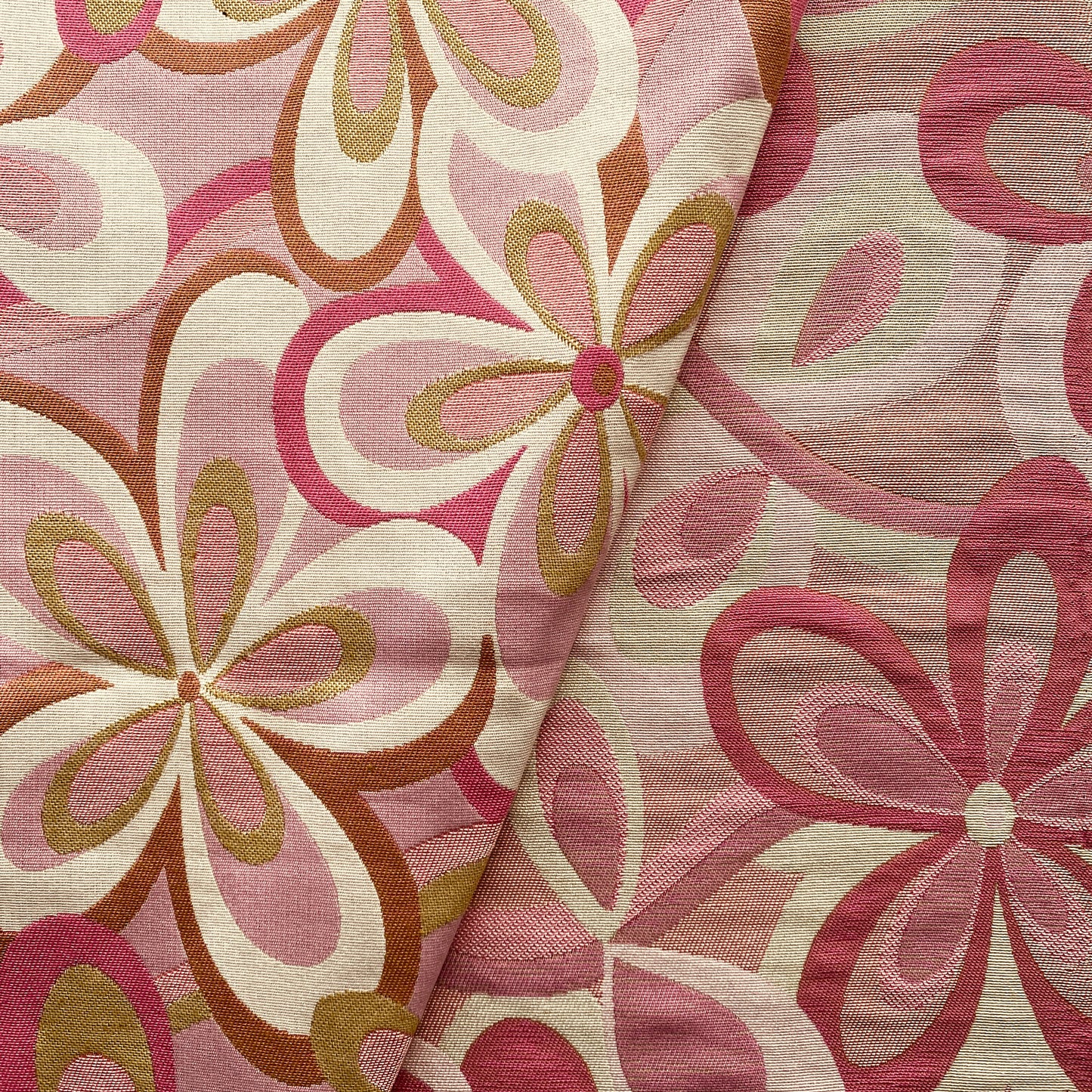 Deadstock Mod Pink Floral Jacquard Fabric