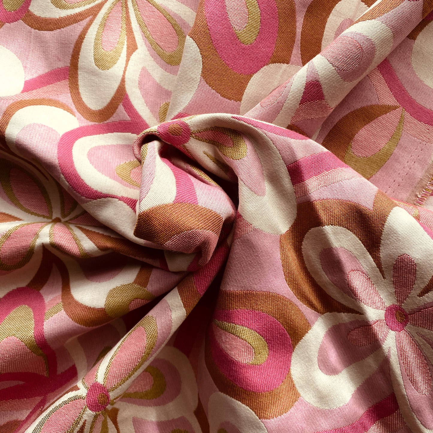 Deadstock Mod Pink Floral Jacquard Fabric