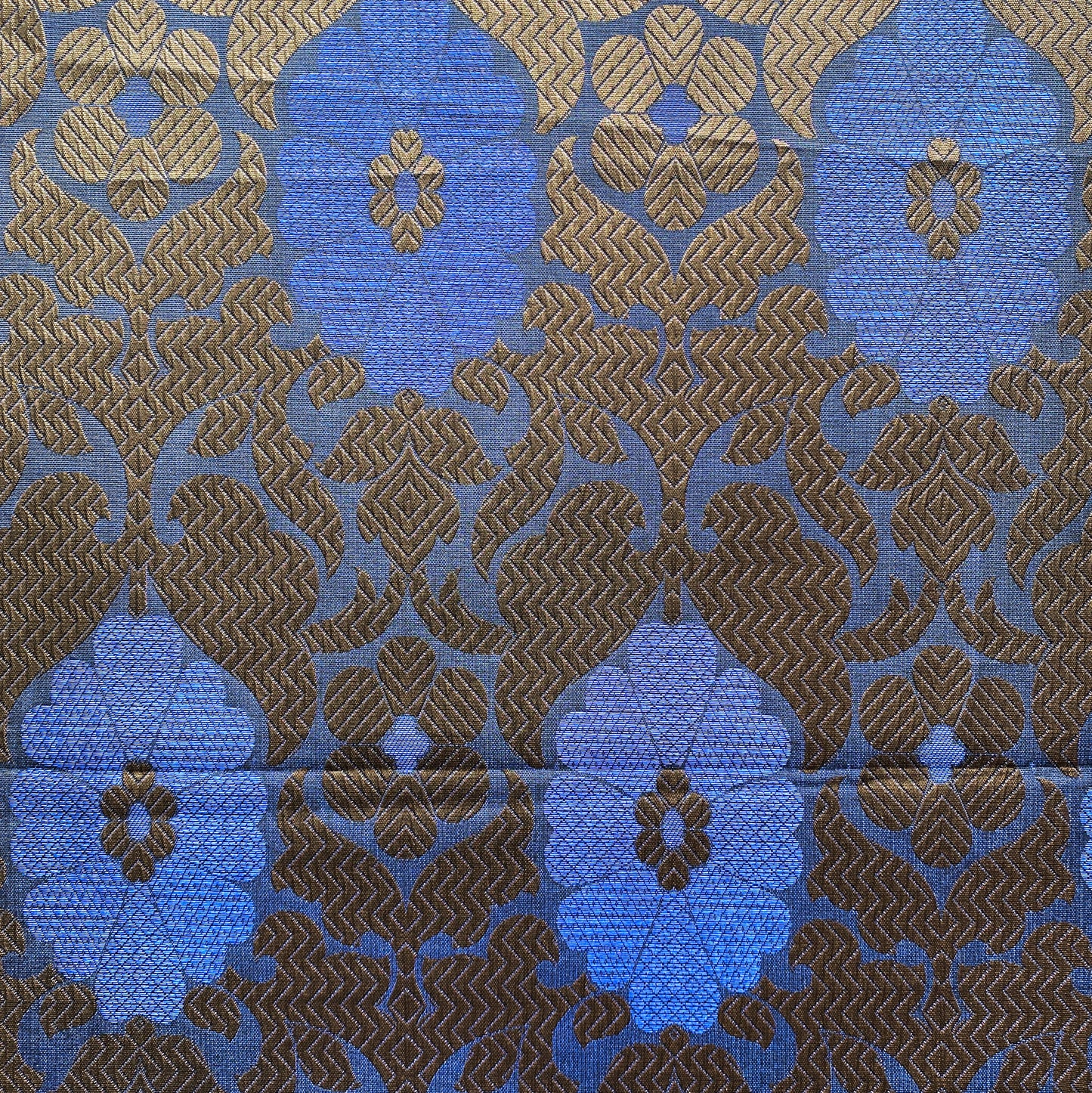 Deadstock Blue and Copper Floral Party Dress Fabric
