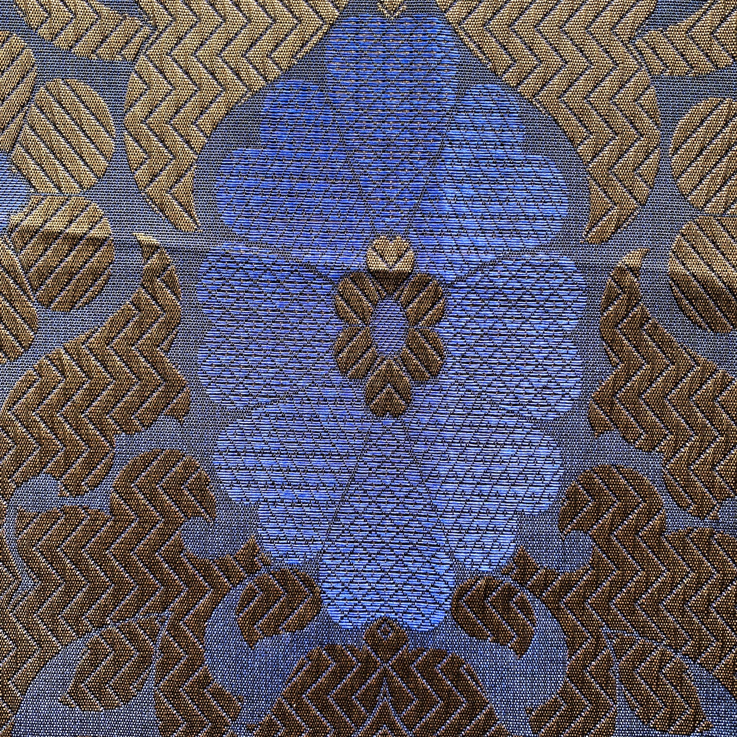 Deadstock Blue and Copper Floral Party Dress Fabric