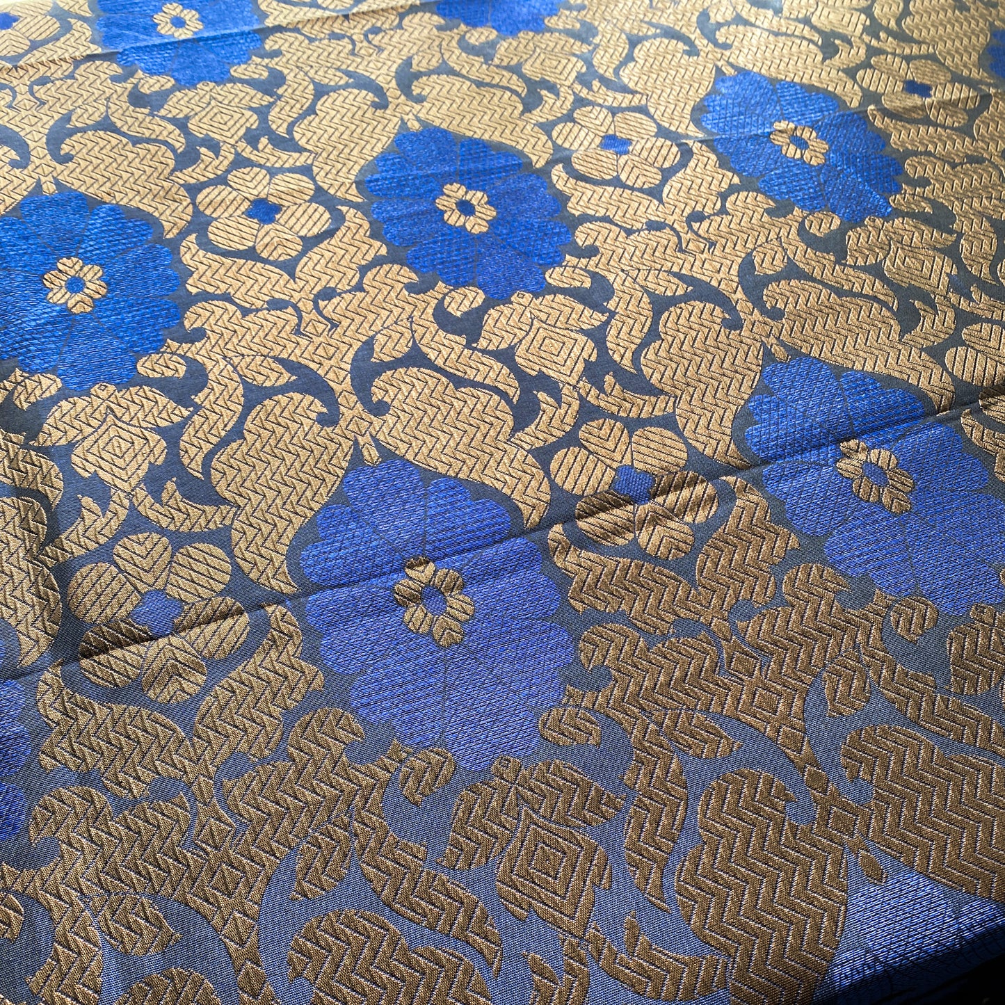 Deadstock Blue and Copper Floral Party Dress Fabric