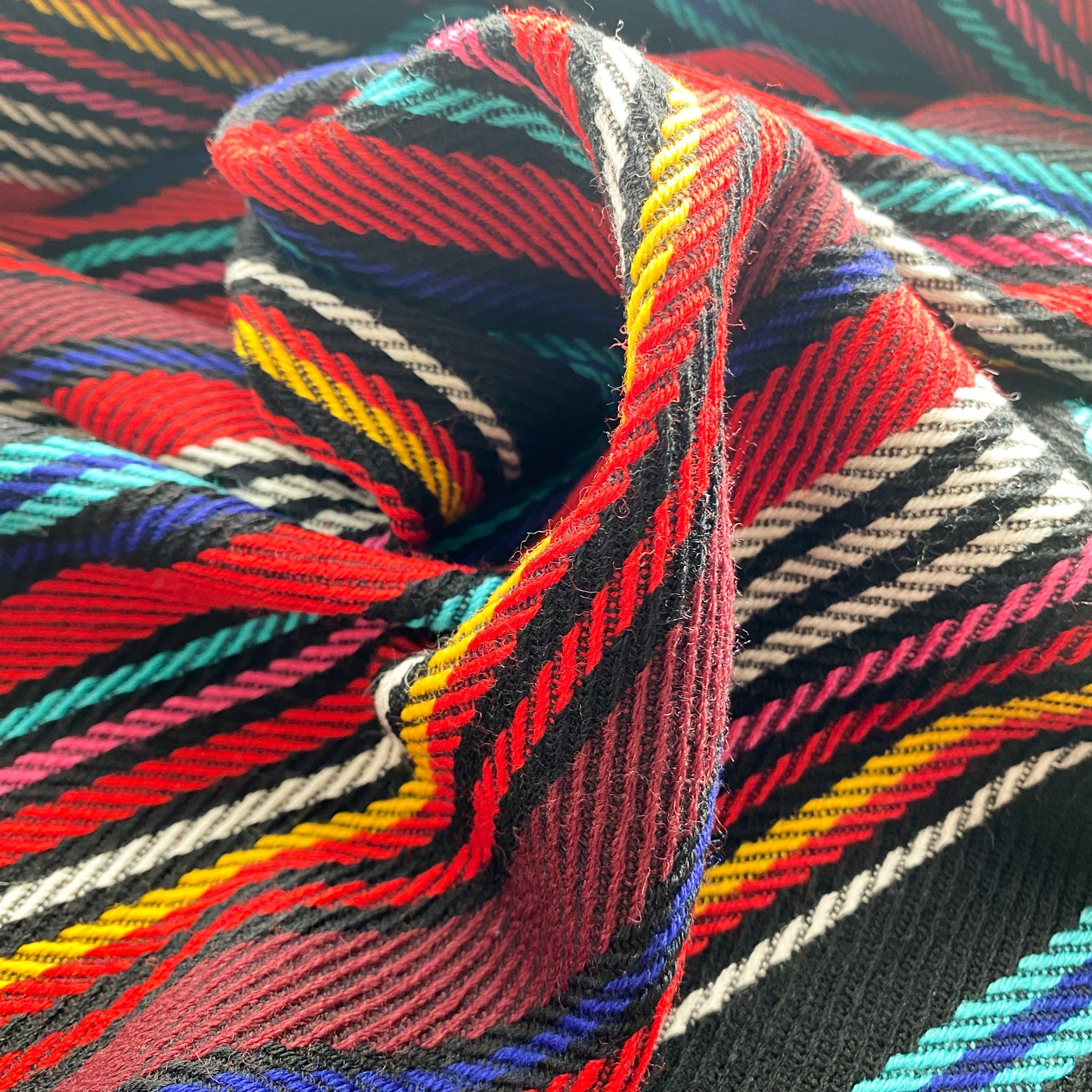 Designer Deadstock Candy Stripe Wool Fabric
