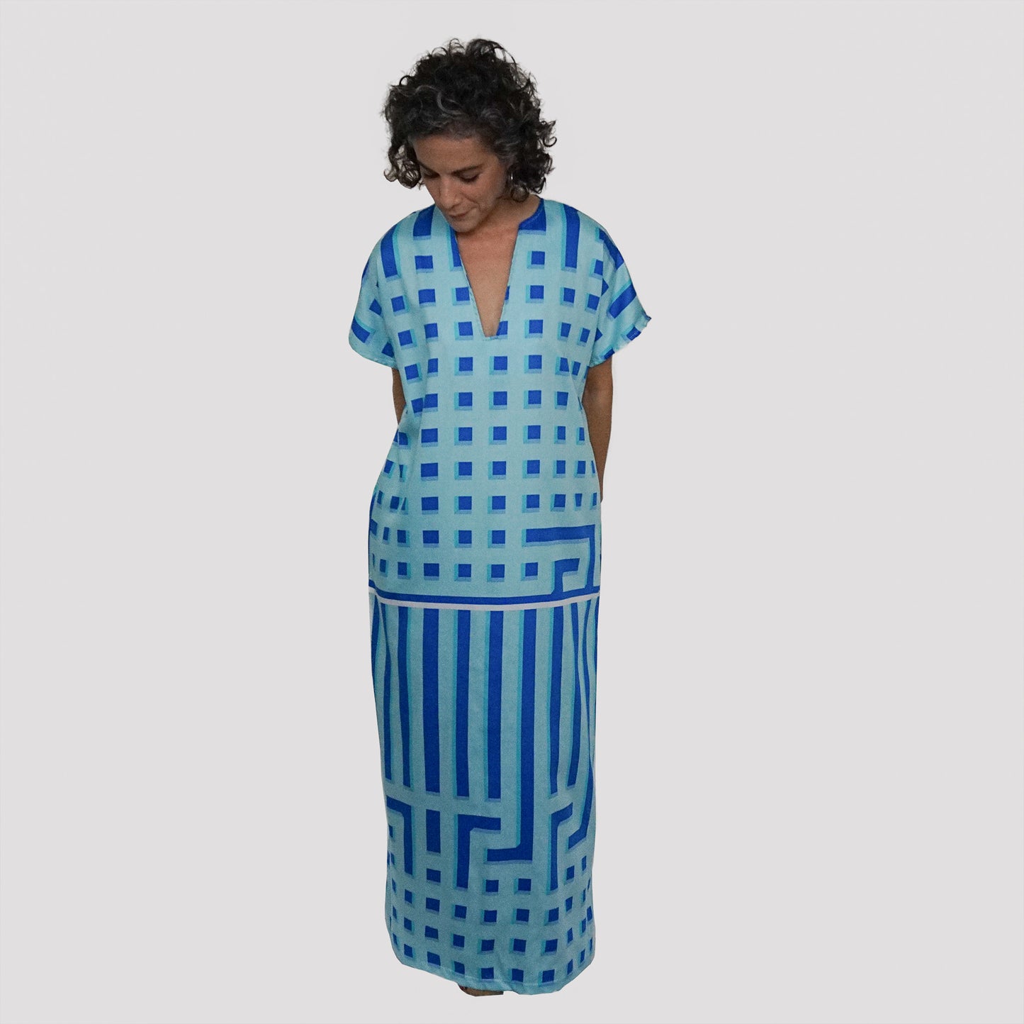 Designer Deadstock Cotton Sateen Blue Print