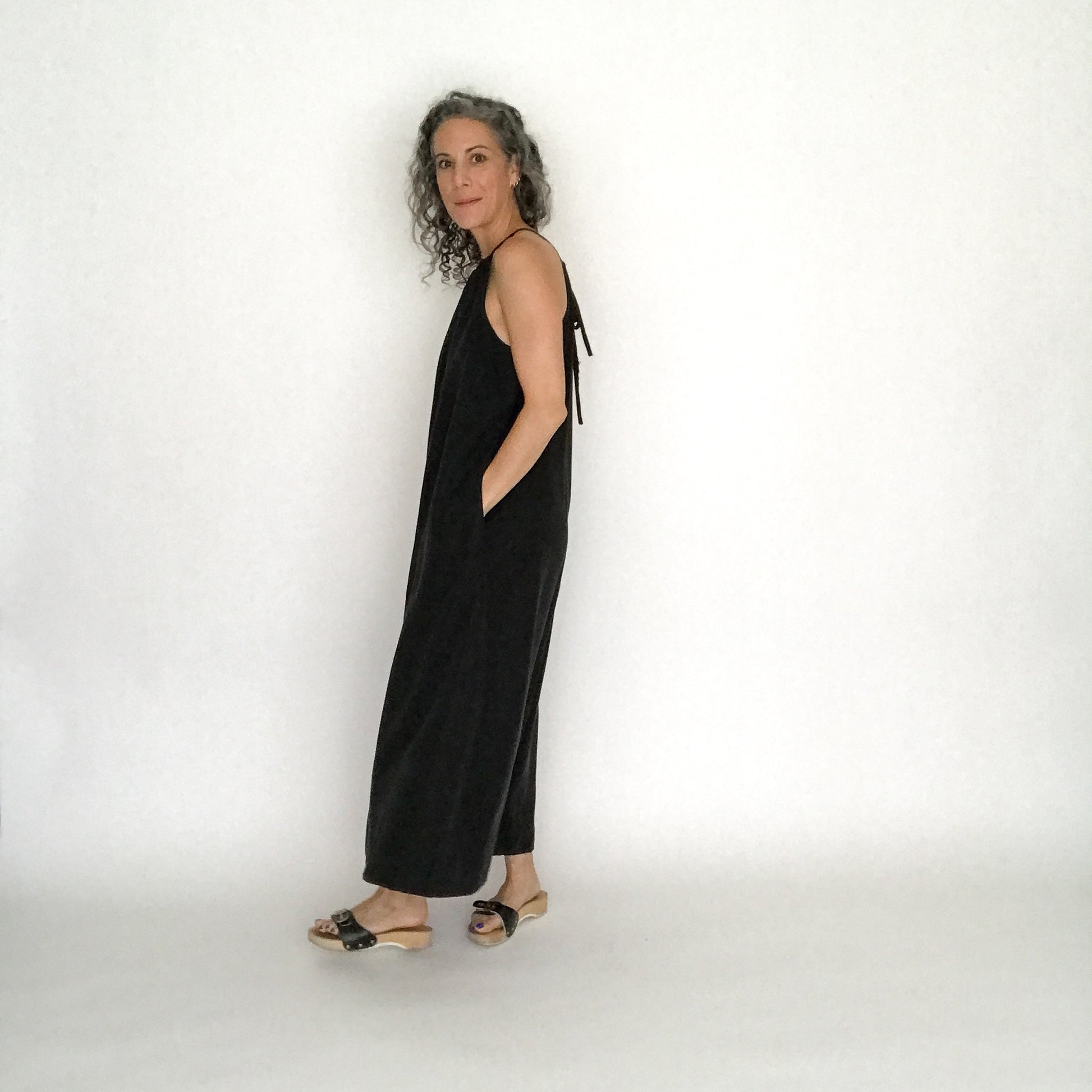 House of Lu Summer House Dress in Black Tencel in Size S/M.. 